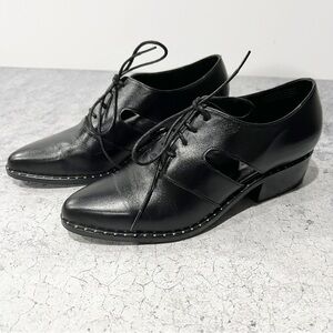 ABLE Women’s Leather Heeled Made In Brazil Side Cut Out Black Lace Up Size 6
